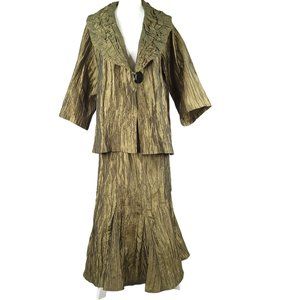 Connies Moonlight Suit Jacket Skirt Sz S Crinkle Crushed Taffeta Dress Lagenlook
